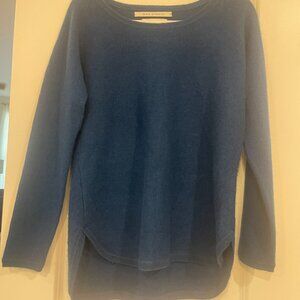 MAX STUDIO TEAL 100% 2 PLY CASHMERE LONG SLEEVE SCOOP NECK SWEATER: SIZE MED
